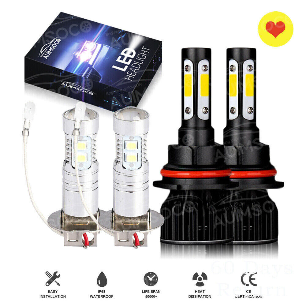 For 1993 1996-1998 Jeep Grand Cherokee 4x Car LED Headlight Hi-Lo Fog Lamp Bulbs