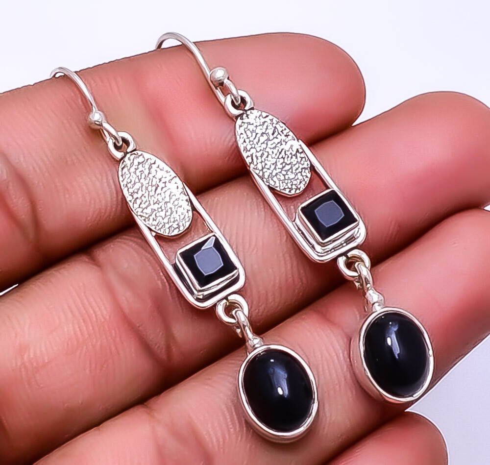 Black Onyx - Brazil Designer 925 Sterling Silver Earring 2.11
