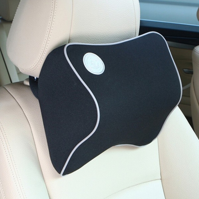 Car Seat Head Neck Support Cushion Pad Black Memory Foam Pillow Mat