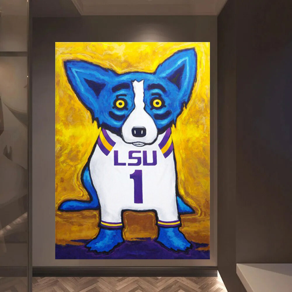 Cartoon Blue Dog Canvas Paintings Modern Graffiti Wall Art HD print