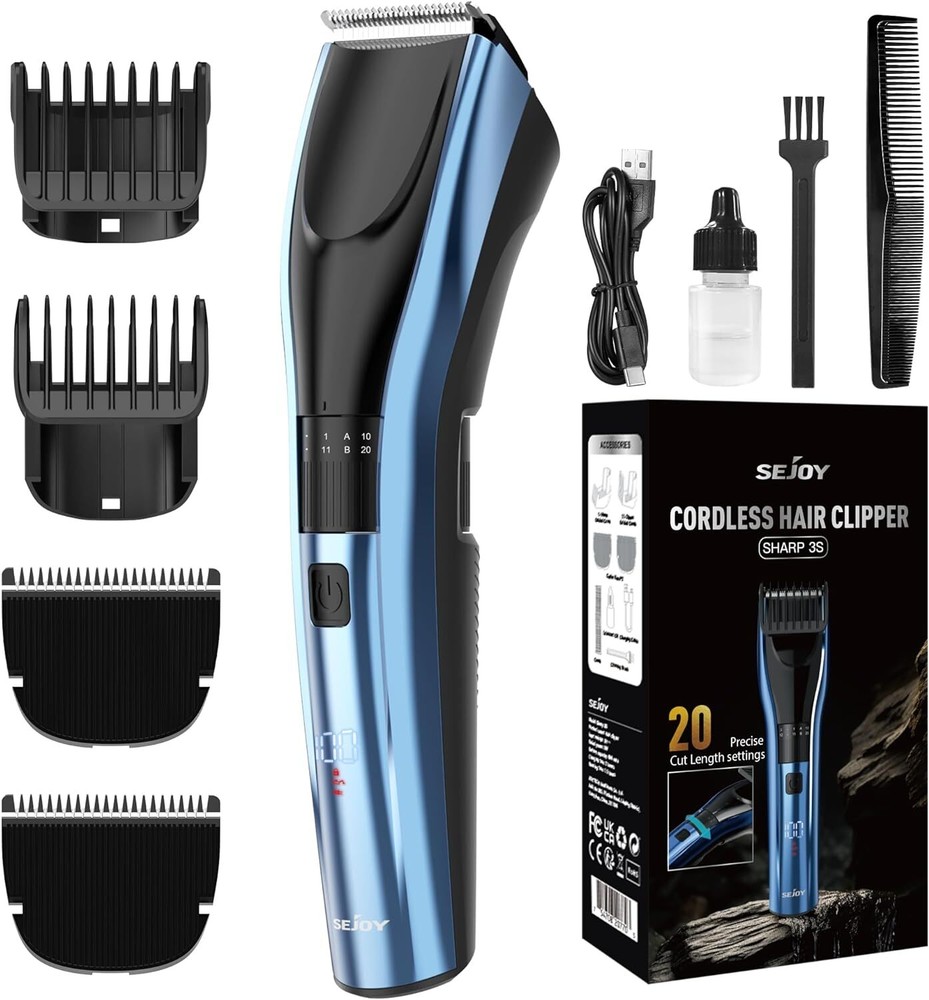Professional Hair Clippers Men's Hair Trimmer Cordless LED Cutting Beard Trimmer