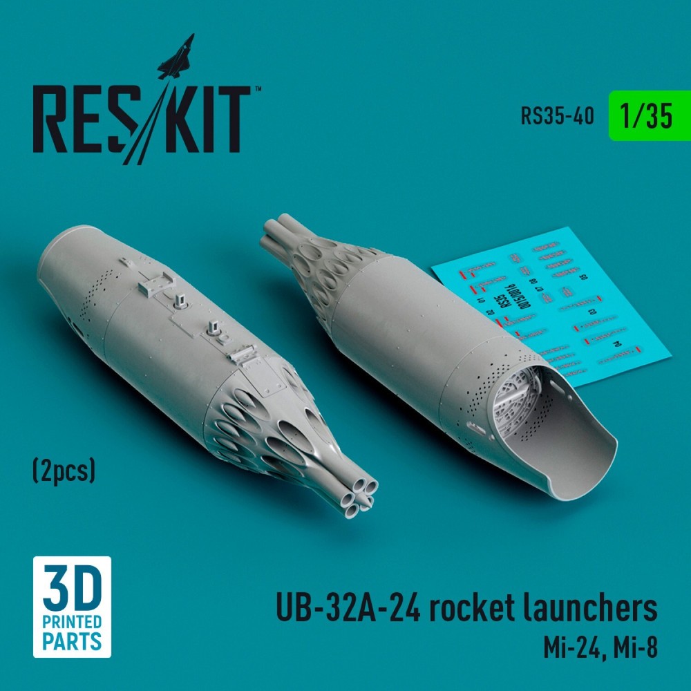 UB-32A-24 rocket launchers 2pcs Mi-24 Mi-8 1:35 RS35-0040 for Plastic Model Kit