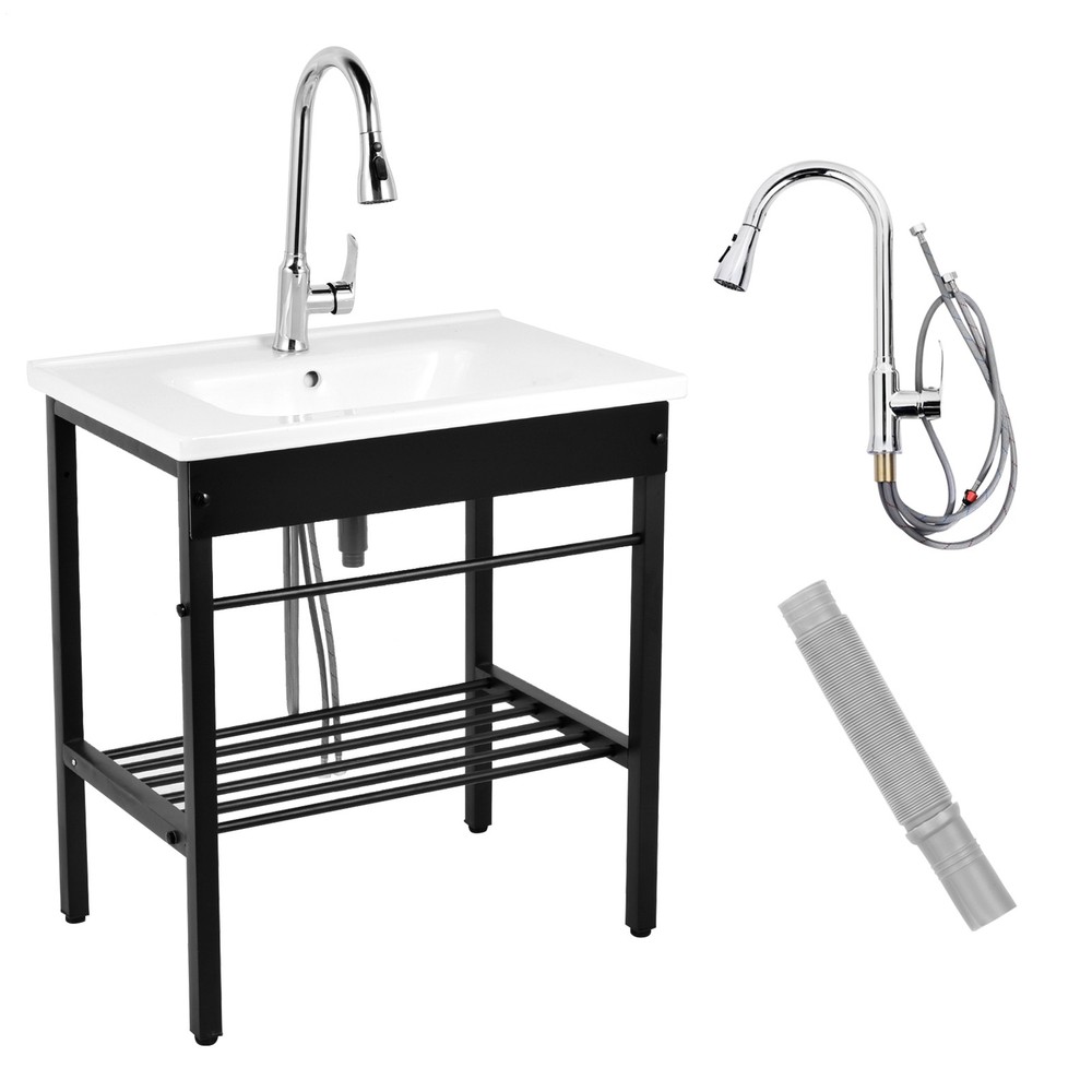 Freestanding Ceramic Bathroom Console Sink with Bracket - Brand New