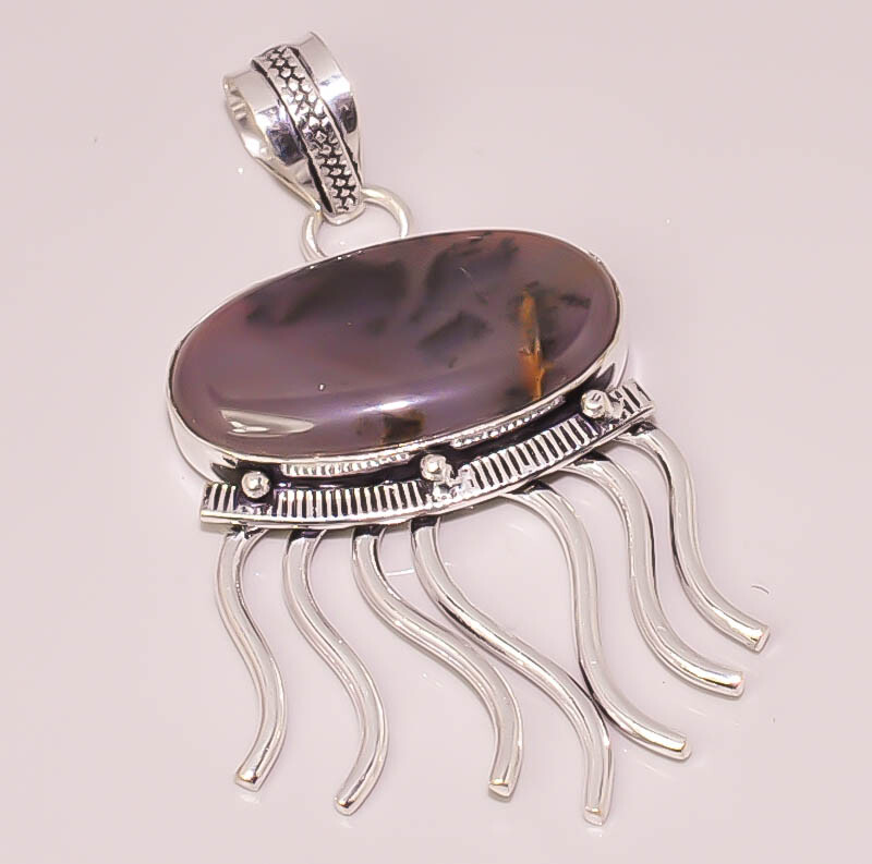 Natural Honey Dendrite Opal Handmade Jewelry 925 STERLING SILVER PLATED PENDANT