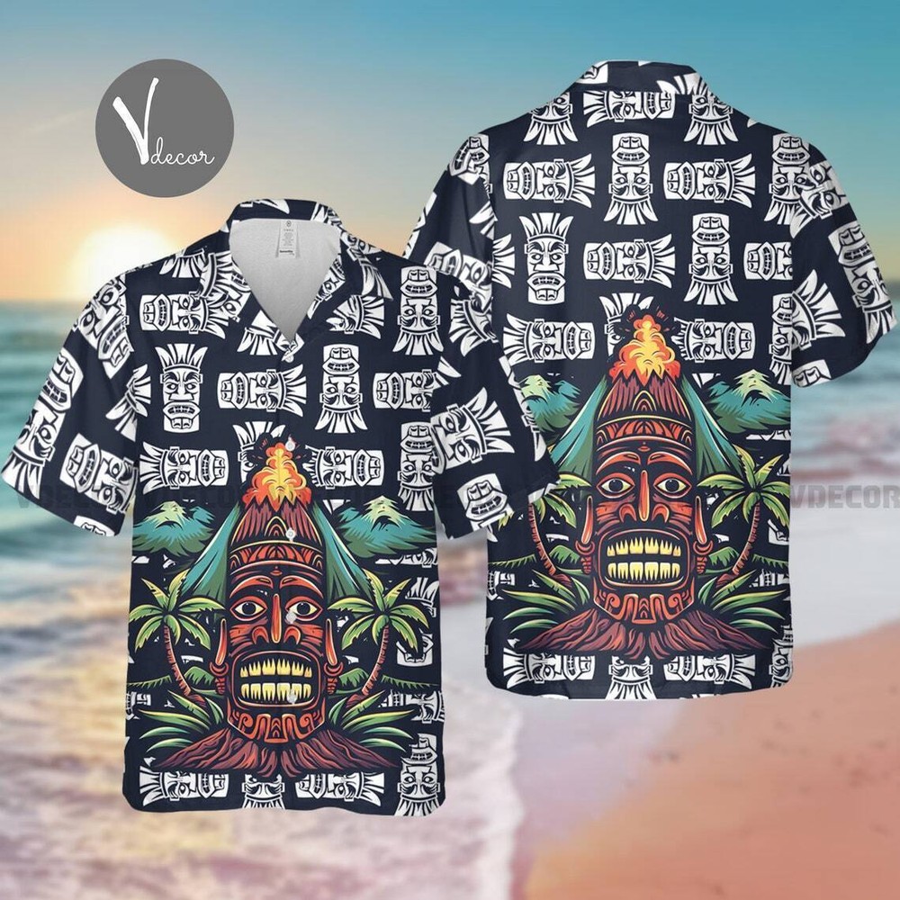 Tiki Festival Hawaiian Shirt Tiki Summer Shirt 3D Hawaii Aloha Shirt Summer