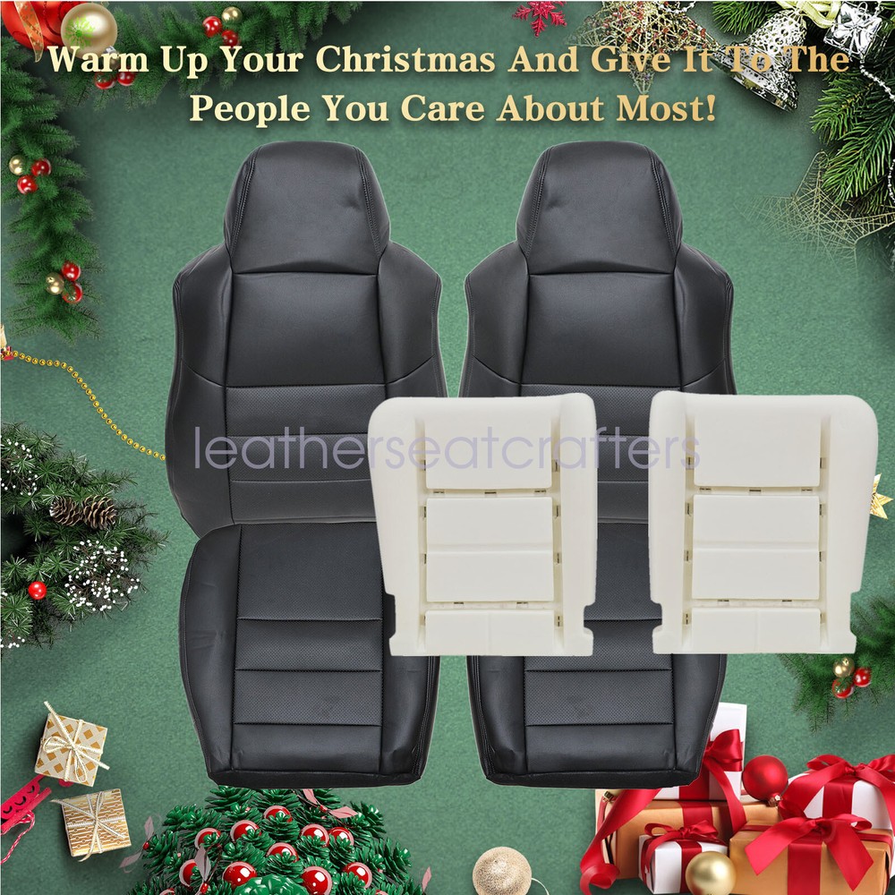 6PCS Black Front Seat Cover & Foam Cushion Set for 2002-2007 Ford F250 F350 XLT