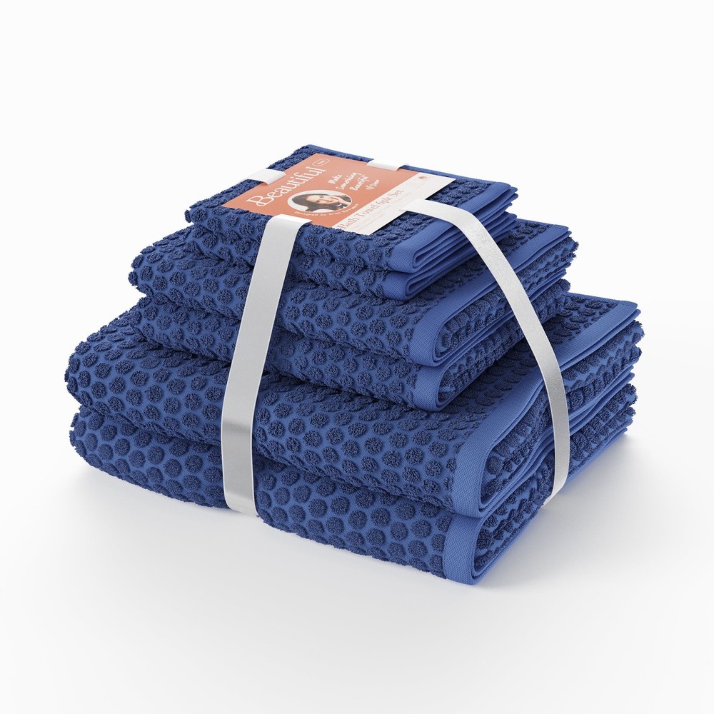 Dot Textured 6pk Towel Set, 2 Bath, 2 Hand, 2 Wash - Smokey Blue