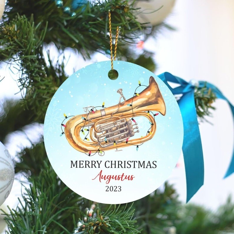 Personalized Ornament Tuba Musical Instruments Christmas Keepsake Gift for Me...