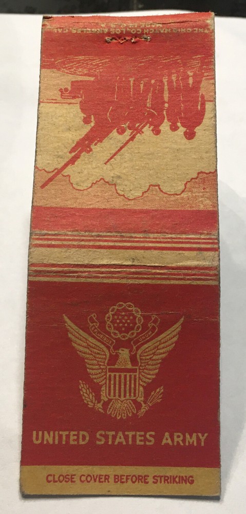 WWII Matchbook Cover Army Artillery! Authentic Antique! d2060