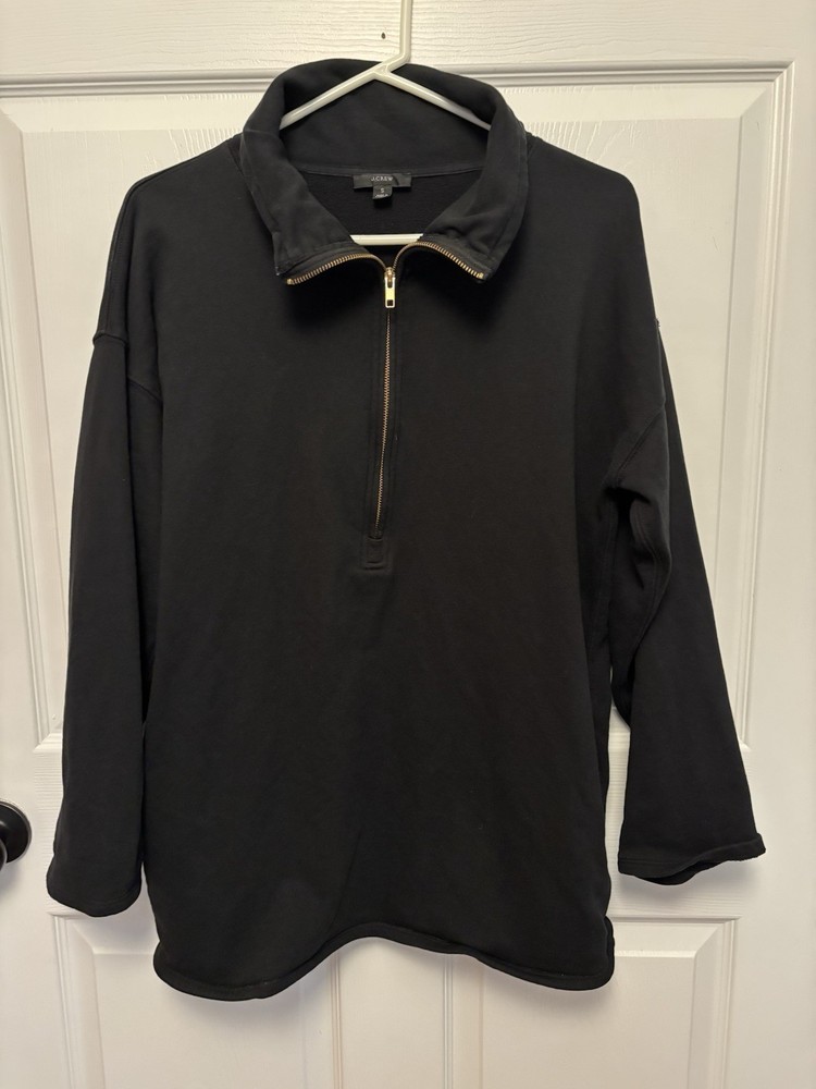 Black Jcrew Long Sleeve Quarter Zip Pullover Sweater Men's Size Small Cotton