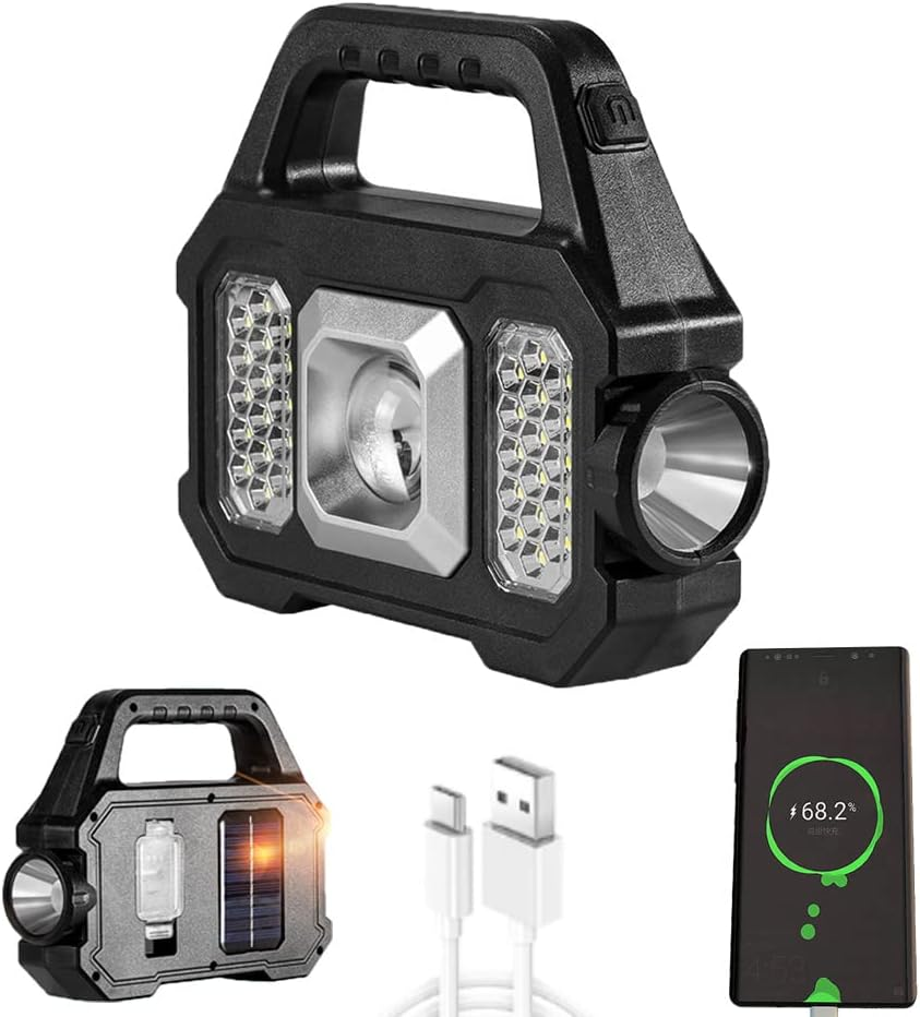 Rechargeable Camping Light with Solar Charger, Multifunctional Handheld Lantern