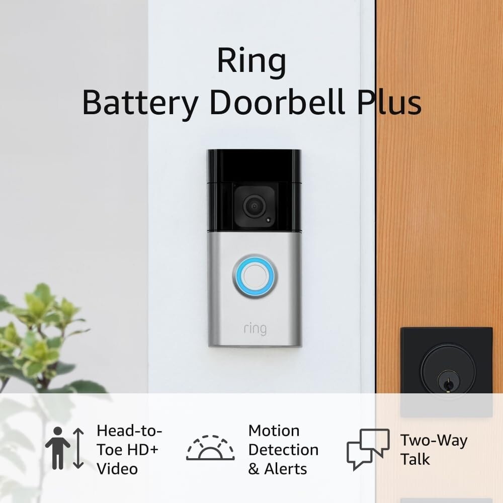 Ring Battery Doorbell Plus (newest model) #1 Seller,  Motion Detect, 2 Way Talk