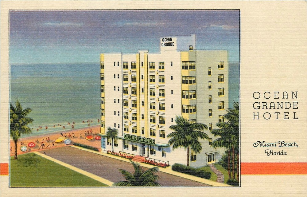 1940s Miami Beach Florida Ocean Grande Hotel occupation Teich Postcard 25-2652