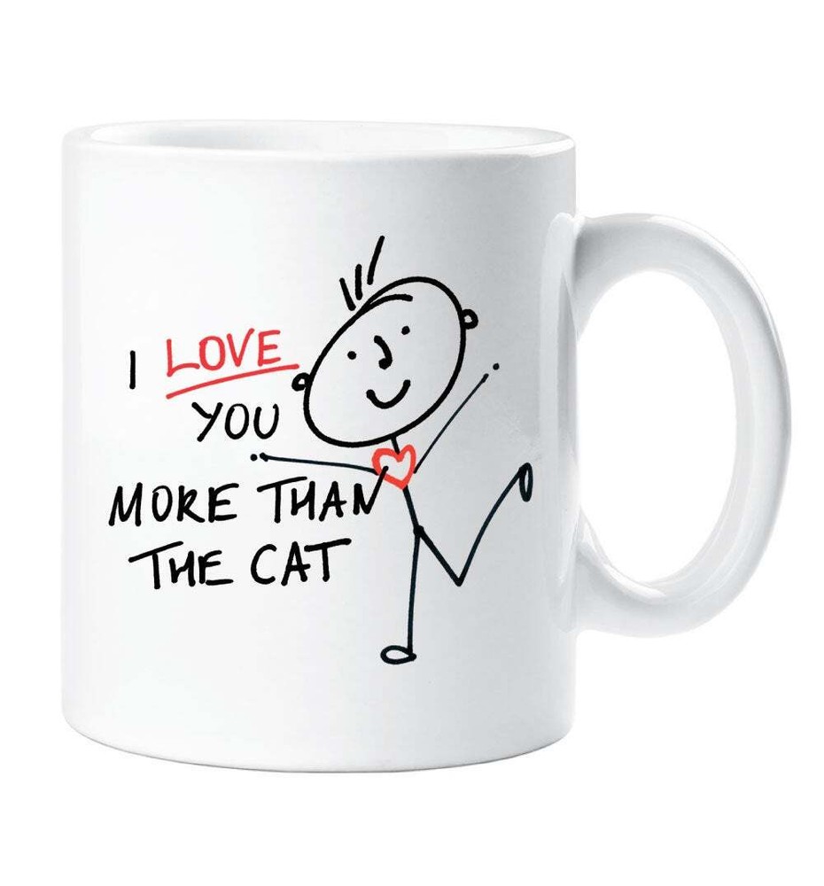 Cat Mug I Love You More Than The Cat Mug Stick People Cup Gift Valentines