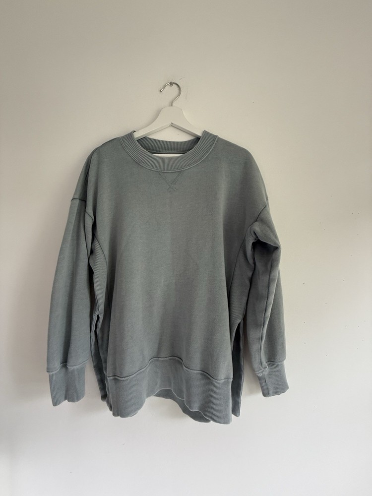 ✿ Aerie Oversized Crewneck Sweatshirt XS | Blue Longline Pullover Soft Cozy