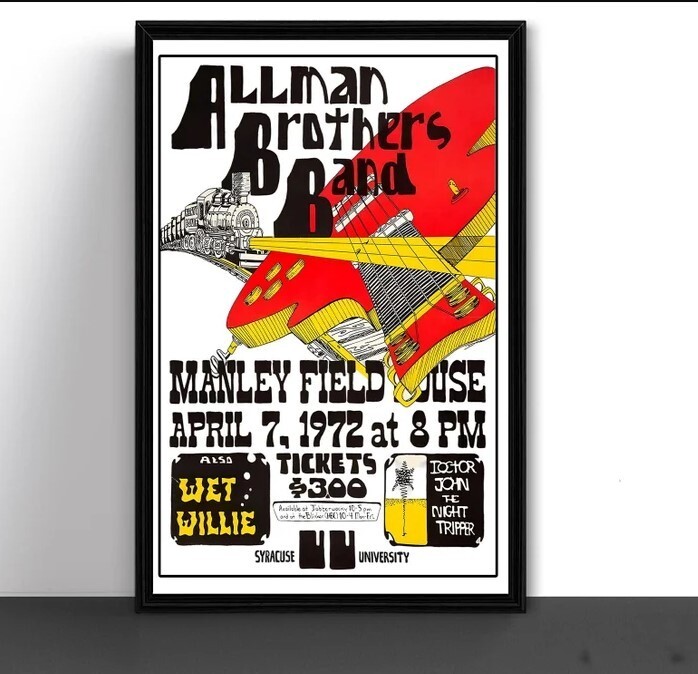 Allman Brother Band Syracuse University Concert Tour Poster Art Print 1972