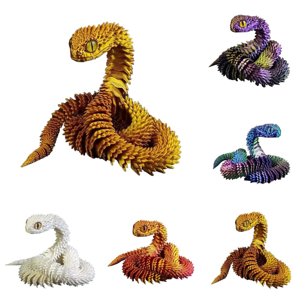 Articulated Snake Toy  Dragon Snake 3D Printed  24in Long Multiple Color Options