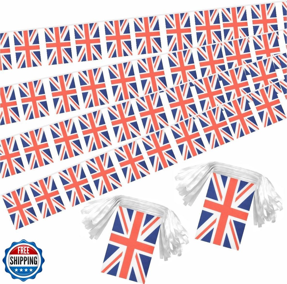 Lebei 2 Pack Union Jack Flag Banner String Small Mini 66 Feet 60 Pcs UK Briti
