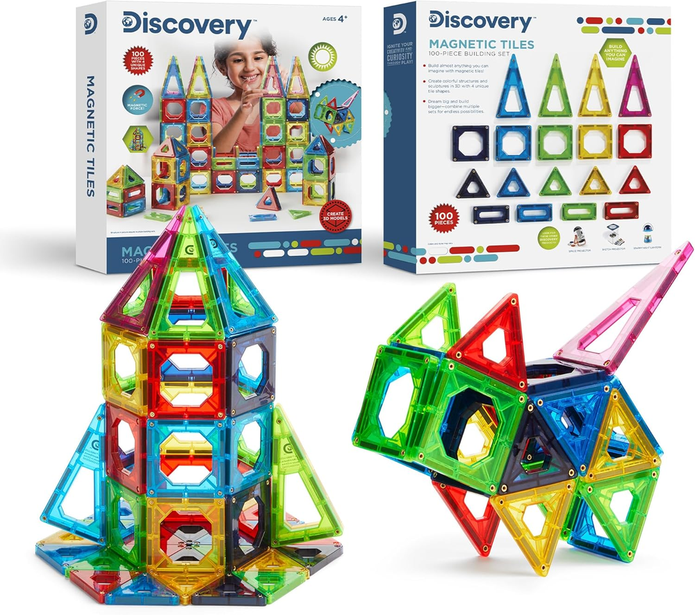 Discovery 100-Piece 3D Magnetic Tile Set [Amazon Exclusive] Construction Buildin