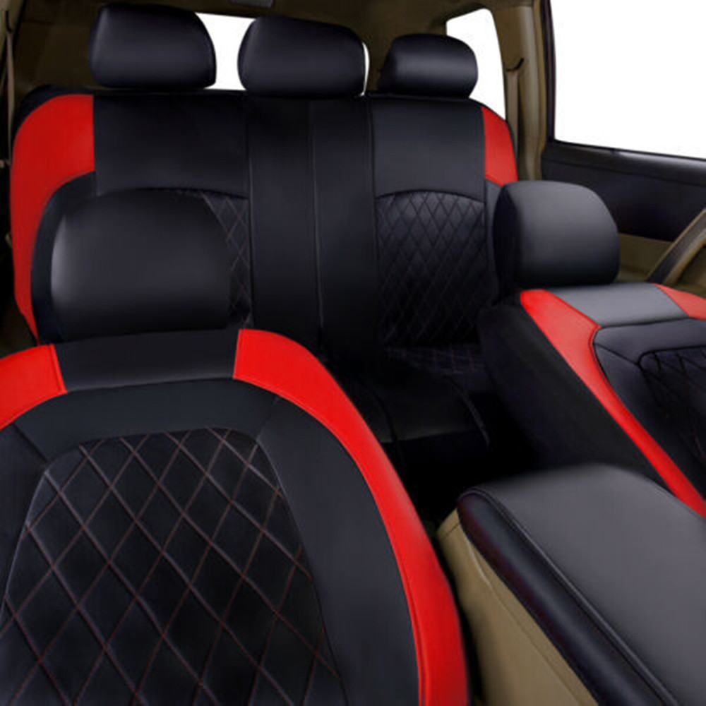 1 Pair Front Car Seat Covers Protector Black/Red PU Leather Fit For Ford Focus