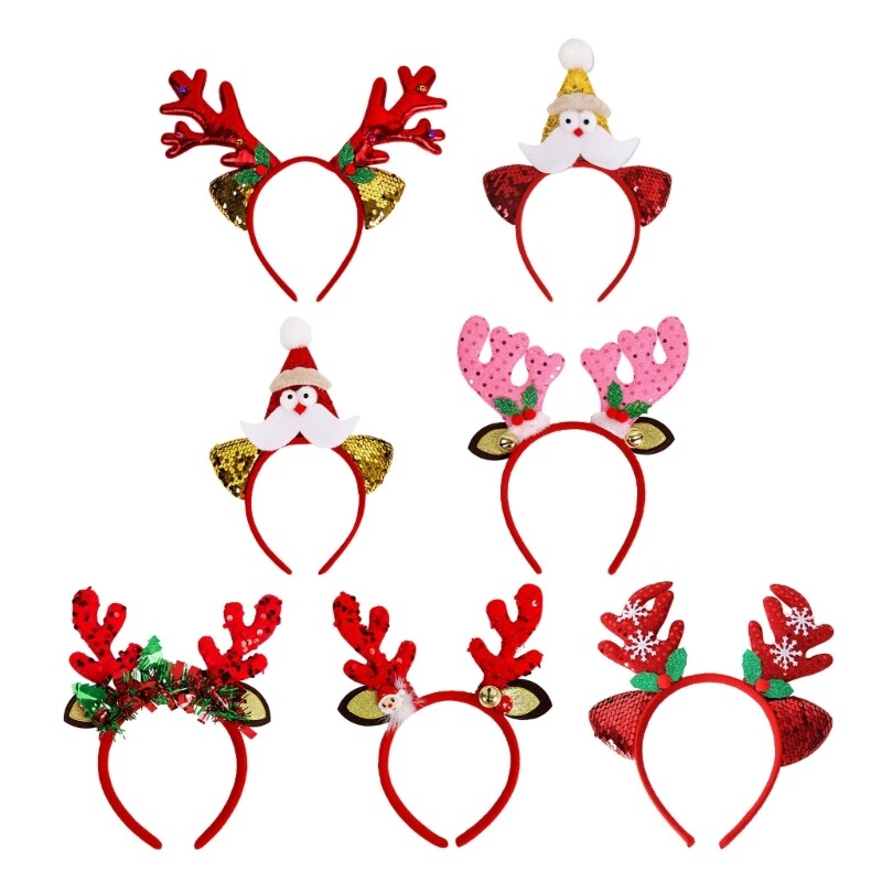 Seasonal Festival Christmas Headband Holiday Celebrate Sequins Reindeer Hairhoop-image