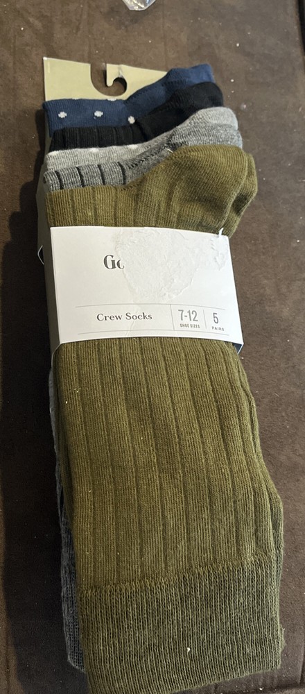 5 pairs of Goodfellow & Co blue crew dress socks for men size 7-12