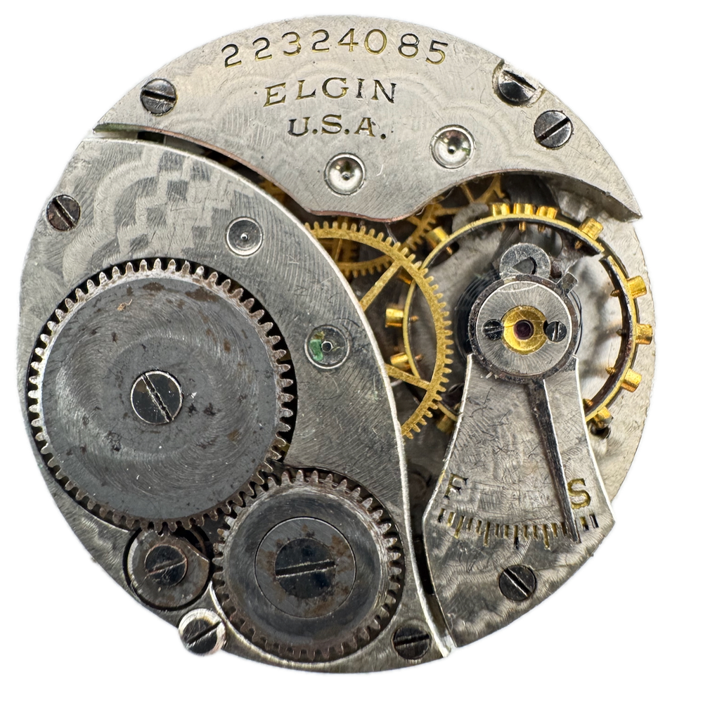 1920 Elgin 7 Jewel Antique Mechanical Pocket Watch Movement 3/0s Yellow 463 USA