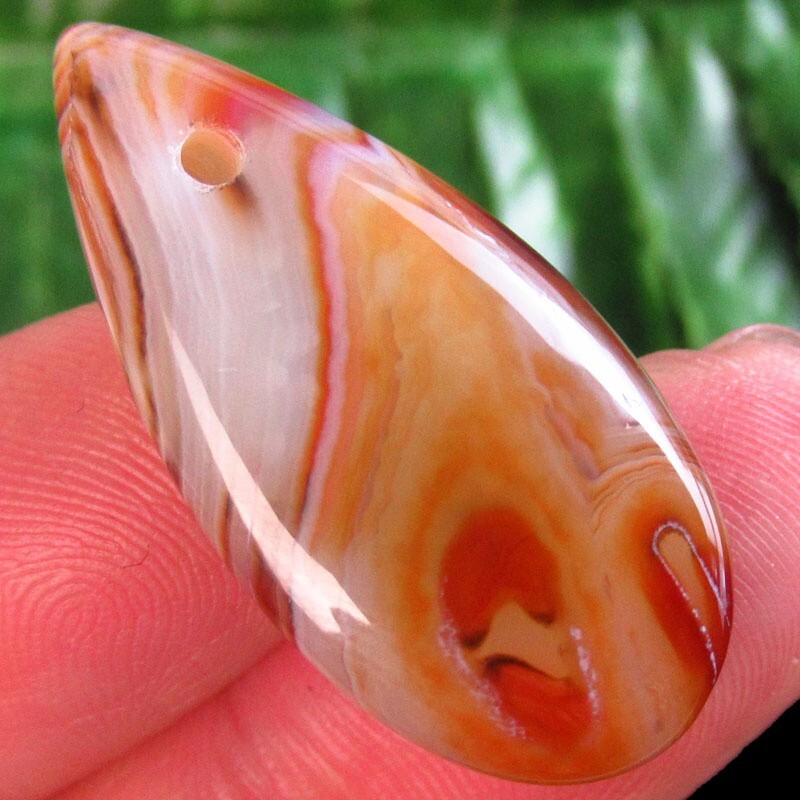 D86091 Red White Onyx Agate Teardrop Pendant Bead 35x15x5mm Gemstone Jewelry Craft Supply