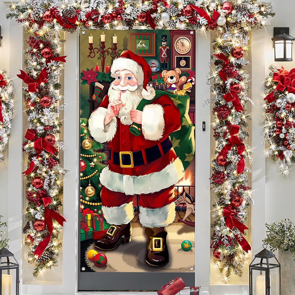 Christmas Santa Claus Door Cover Christmas Decorations Front Door Banner