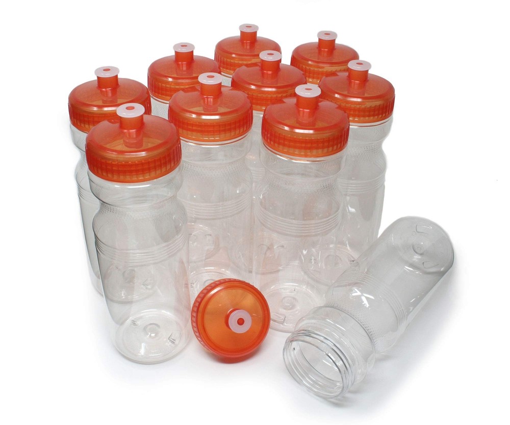 Rolling Sands 24 Ounce BPA-Free Clear with Orange Plastic Water Bottles, Set ...