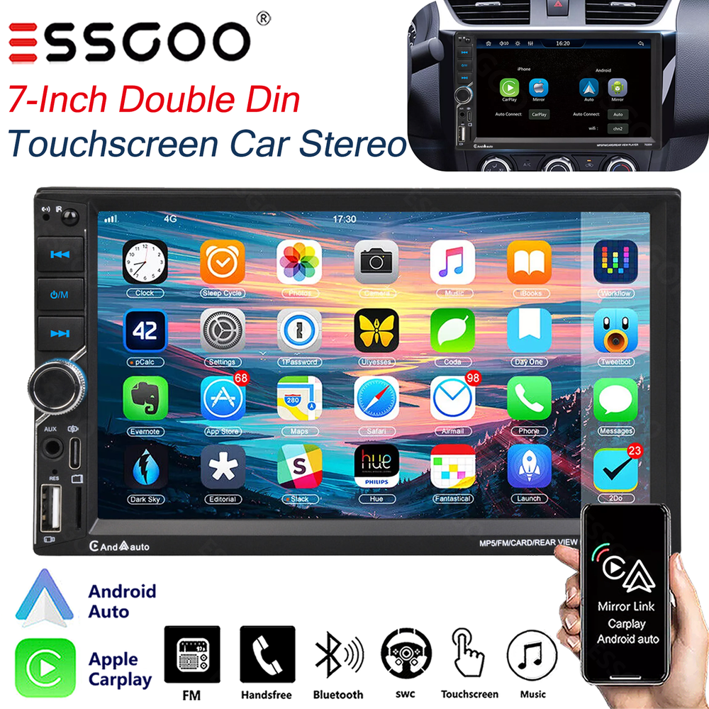 7-Inch 2DIN Bluetooth Car Stereo with Touch Screen USB TF FM MP5 Player-image