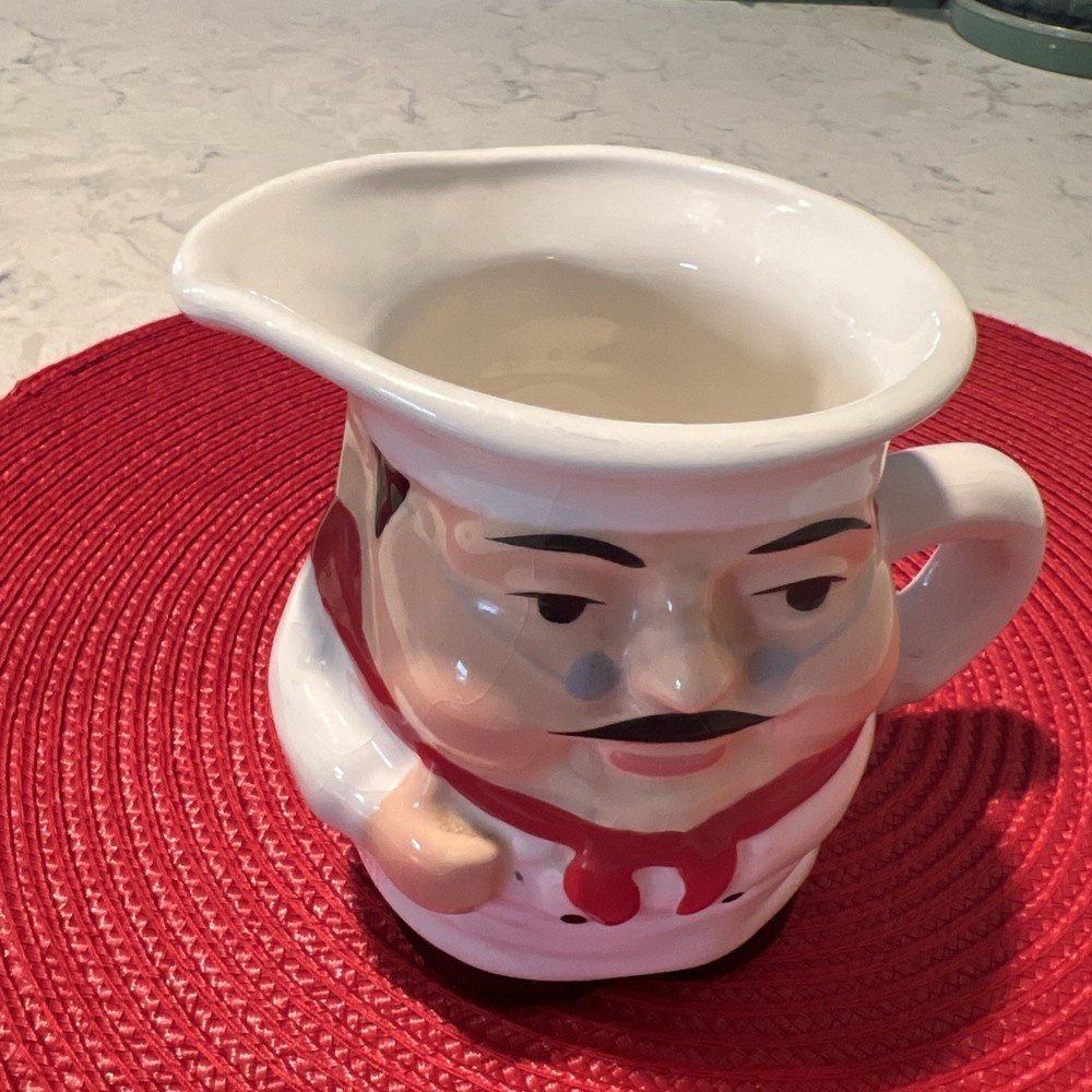 TUSCANY BISTRO ITALIAN 3D FAT WHITE+MULTI COLOR CHEF,CERAMIC Creamer.
