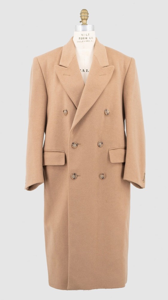 Double Breasted Camel Trench Coat for Men - Size Small-image