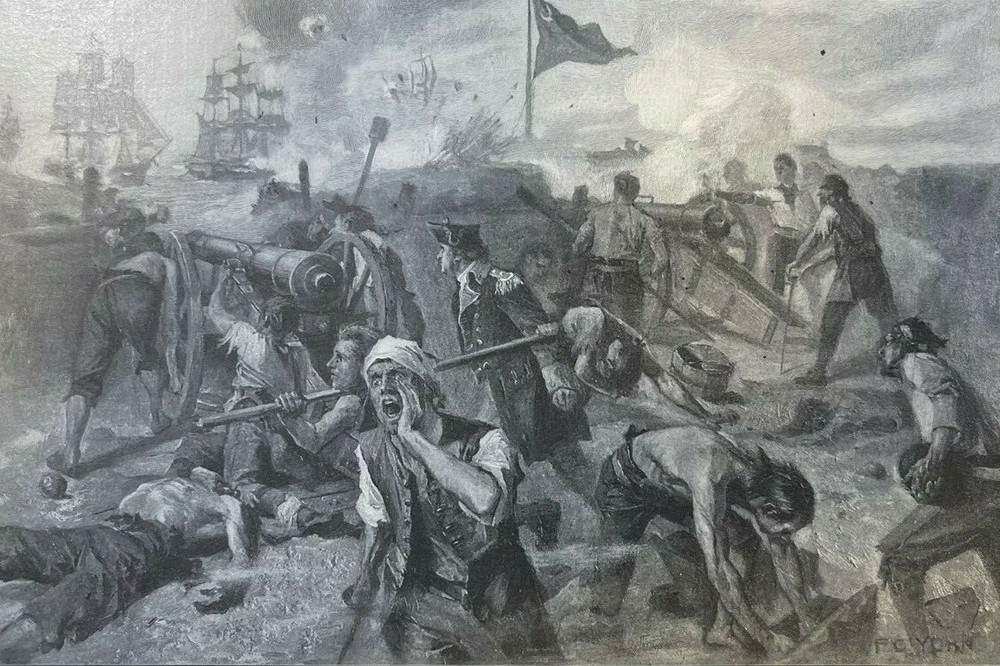 1898 Vintage Illustration Defense of Fort Sullivan Revolutionary War