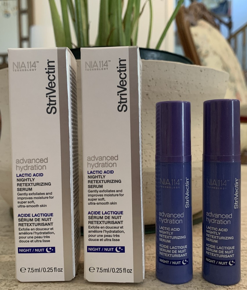 2 X StriVectin Lactic Acid Nightly Retexturizing Serum .25oz Travel New In Box