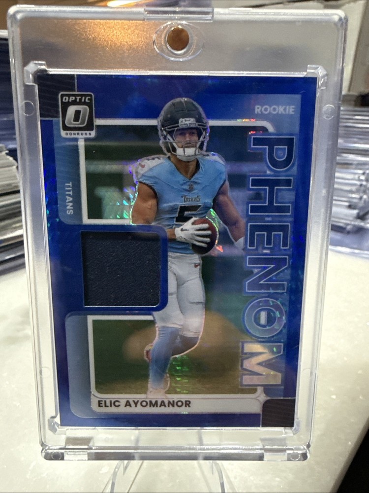 2025 Panini Donruss Optic - Elic Ayomanor Rookie Phenom Patch Blue Hyper Titans