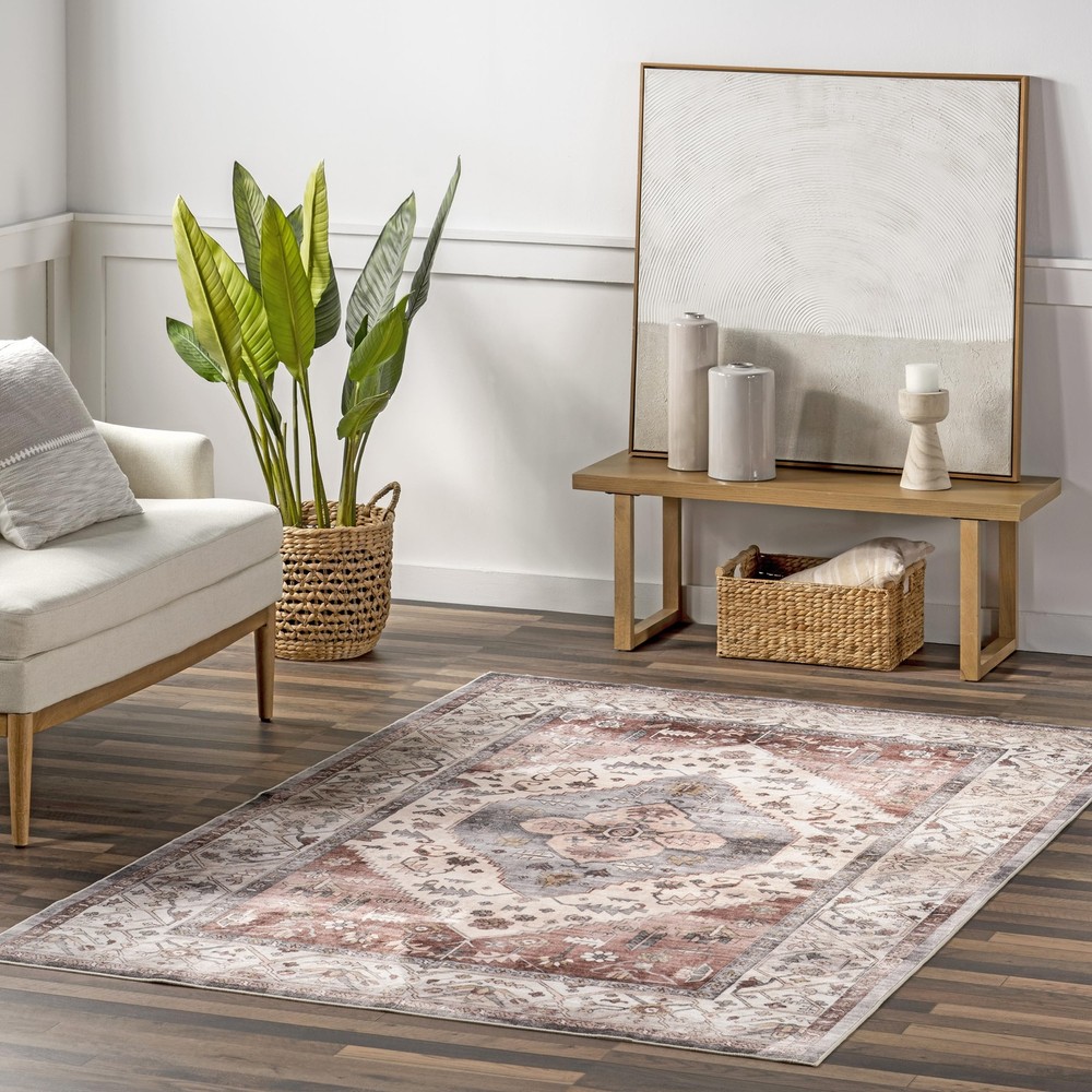 4x6 SpinClean Machine Washable Stain Resistant Low Profile Area Rug