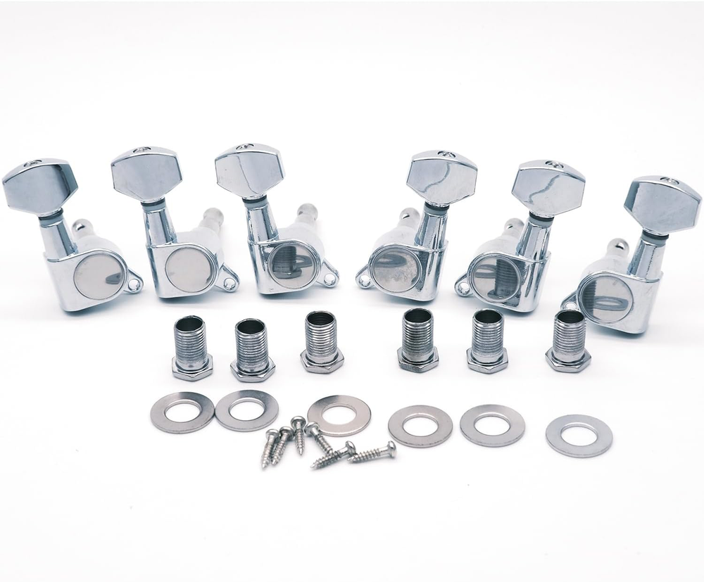 Paquete de 6 clavijas de afinador de guitarra cromadas selladas para máquina eléctrica acústica