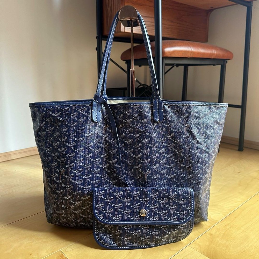 Goyard Saint Louis Blue Tote Shoulder Bag Preowned Luxury Handbag  