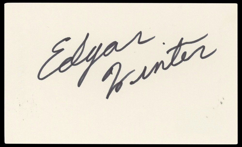 Edgar Winter Group Authentic Signed 3x5 Index Card Autographed BAS #BN33208