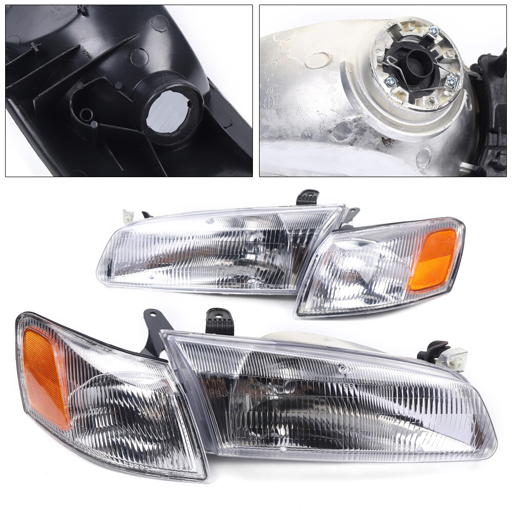 Pair of Left & Right Headlights & Corner Lamps for 1997-1999 Toyota Camry