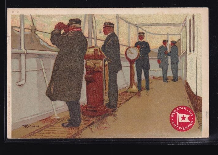 85005 1911 Red Star Line Postcard H-2 Signed by Artist Henri Cassiers from Menu