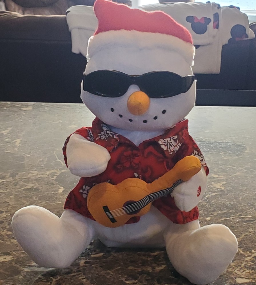 RARE Gemmy Hawaiian Snowman Guitar Sings Mele Kalikimaka Christmas Song