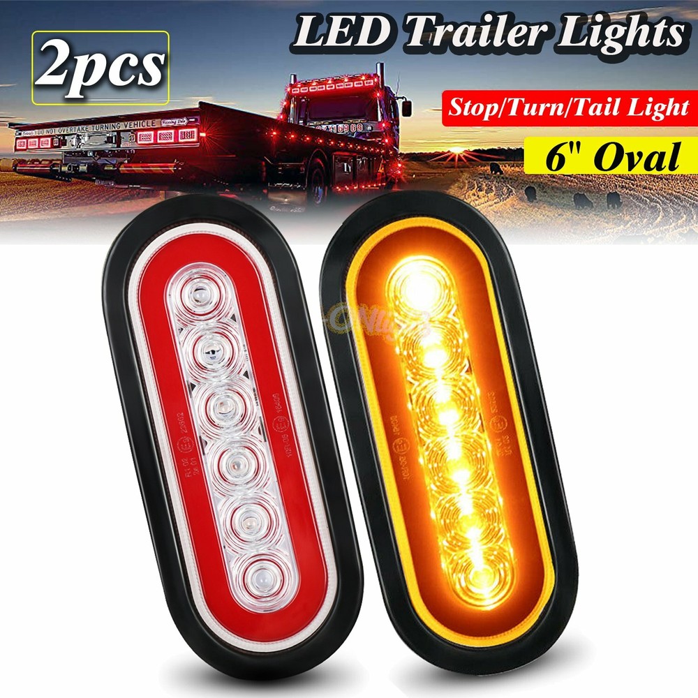 2 luces rojas ovaladas para remolque de 6