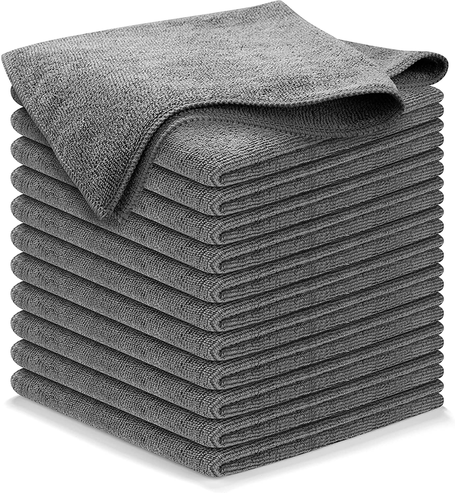 12-Pack Grey Microfiber Cleaning Cloths 12.5x12.5 1200 GSM High-Performance