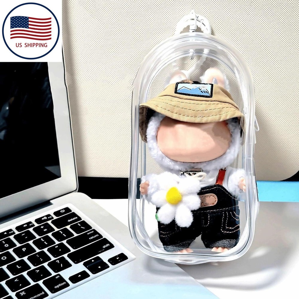 Clear Bag Keychain For 17cm Plush Doll, Hanging Display Case, Protective Case