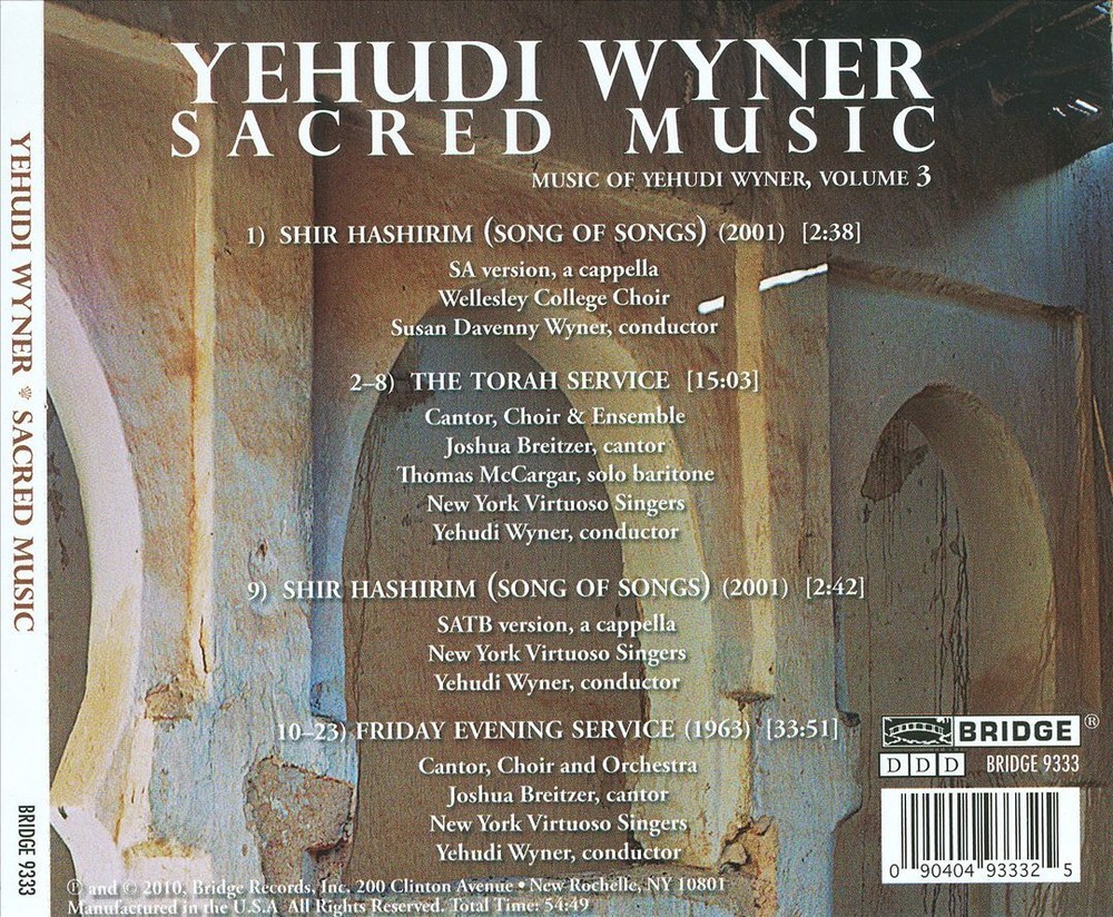 Yehudi Wyner Sacred Music Album New CD Release