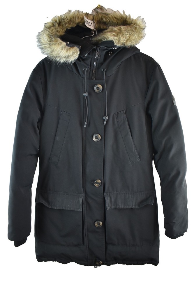 SUPERDRY Black Parka coat size Uk 10 Womens Winter Long Casual Outdoors Down