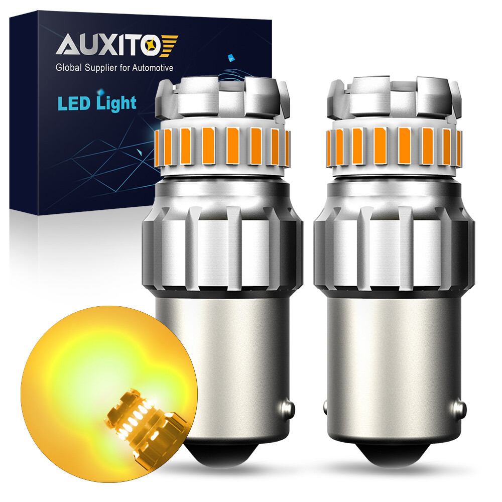 AUXITO 1156 BA15S 7506 P21W LED Brake Reverse Light Bulb Canbus Error Free Amber