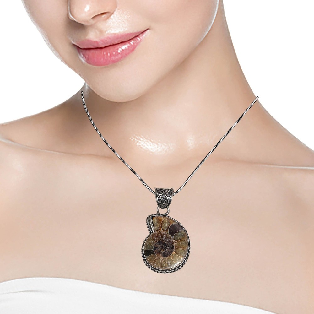 Purple Copper Turquoise Garnet Gemstone Silver Pendant for Women 2 Inch